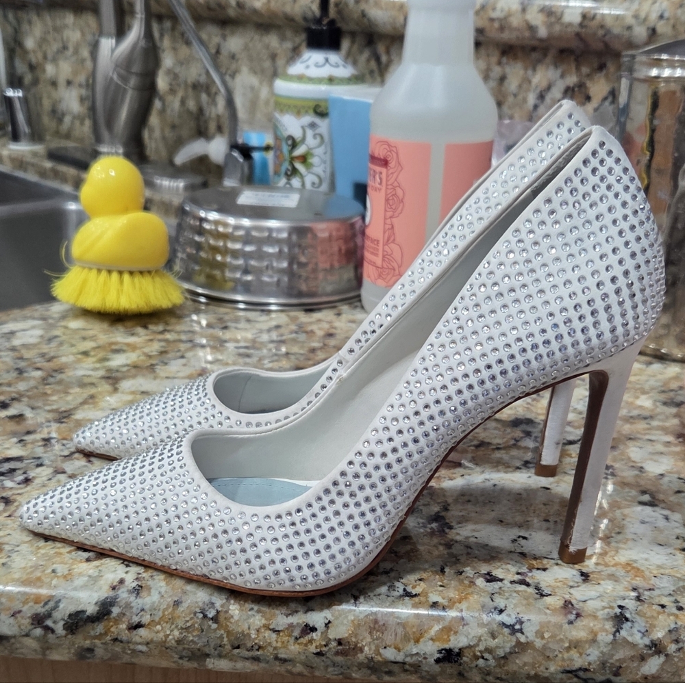 SCHUTZ White Studded Heels